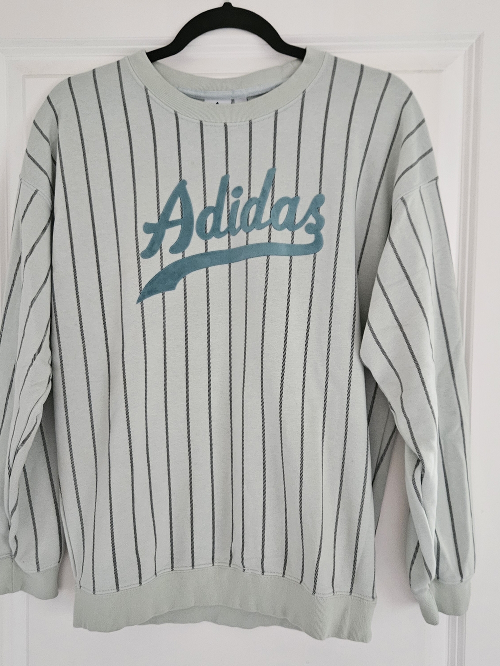 Adidas Light Mint Green Striped Crewneck Sweatshirt - Size XS